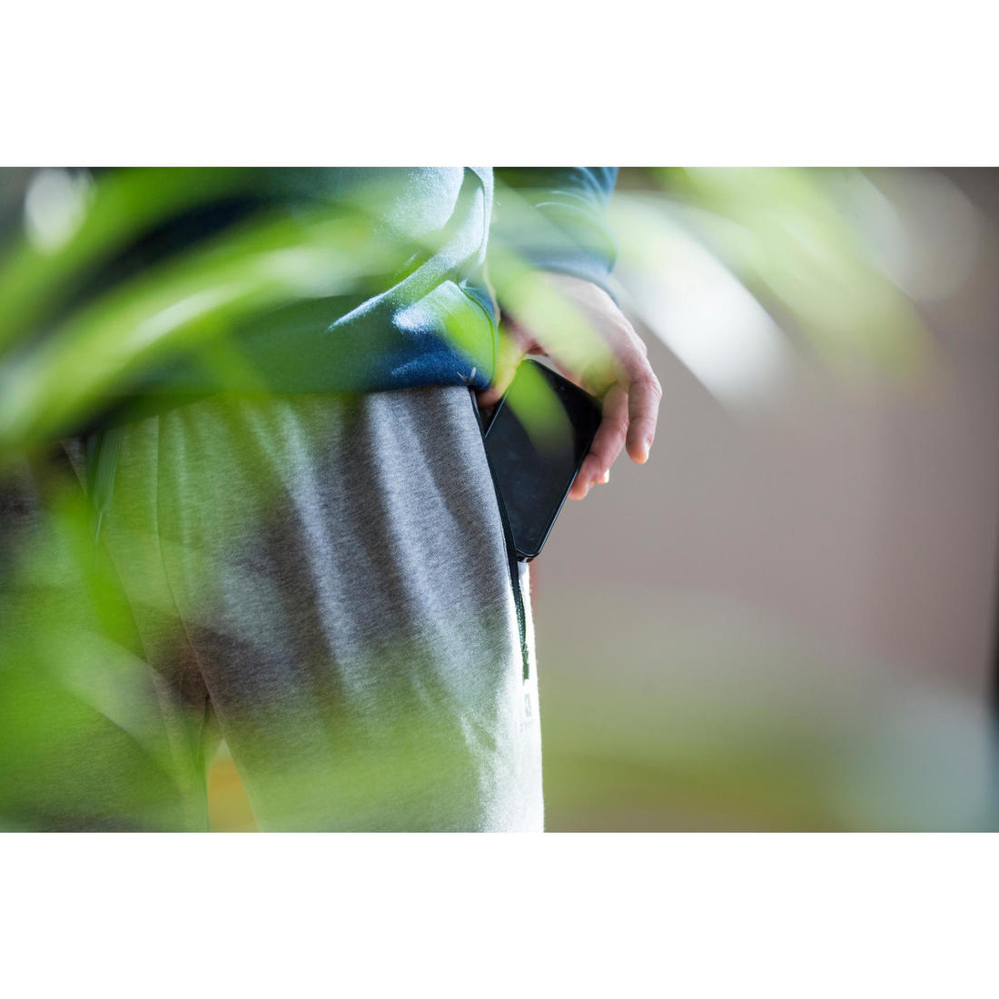Sweat Fitness homme - Crew 100 gris schiste