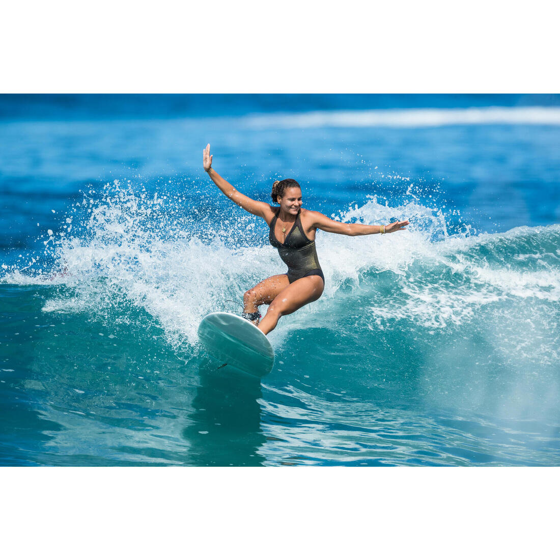 MAILLOT DE BAIN DE SURF 1 PIECE FEMME DOS X ISA PAILLETE NOIR OR