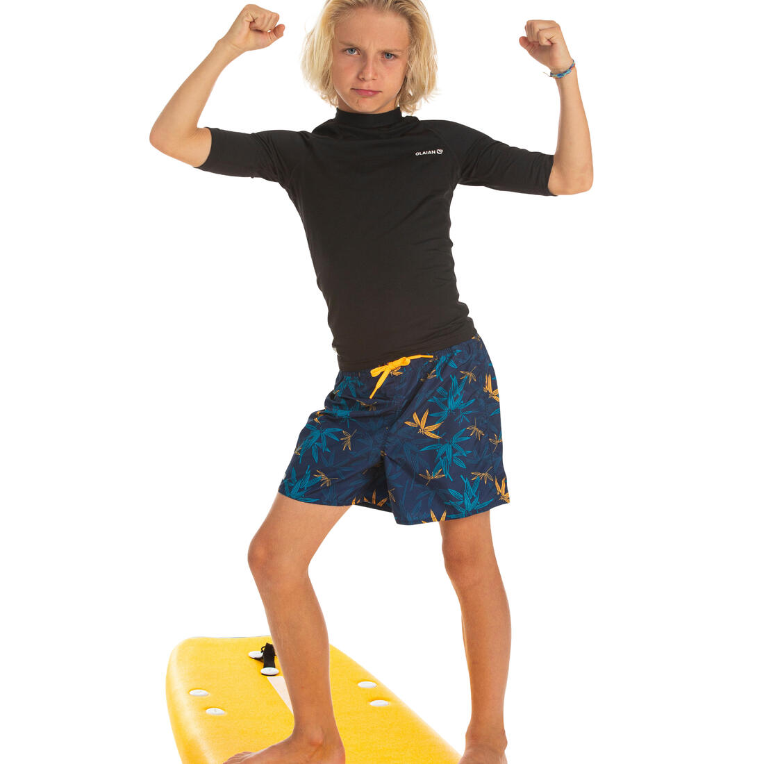 Short de bain 100 bleu noir