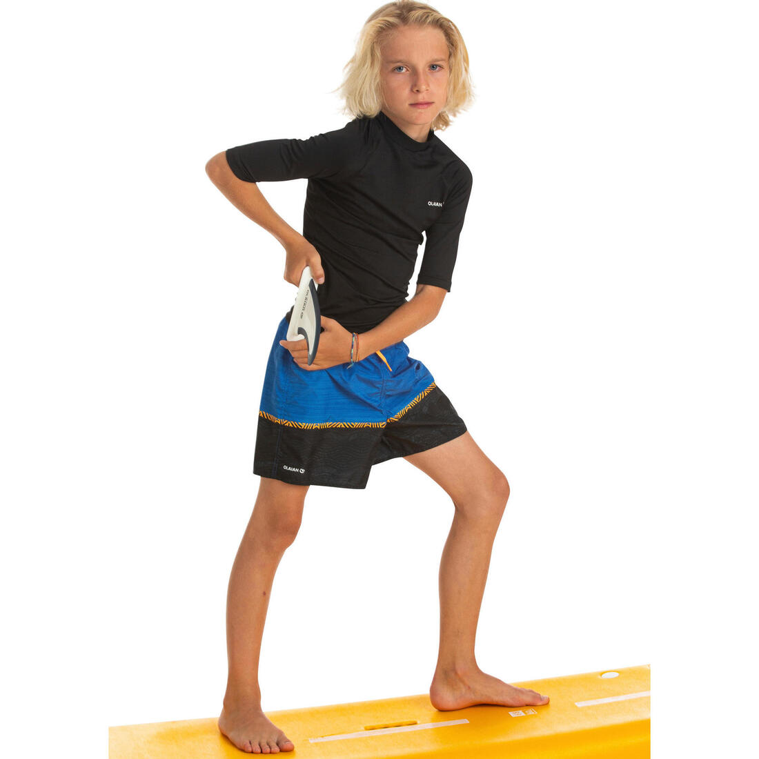Short de bain 100 bleu noir