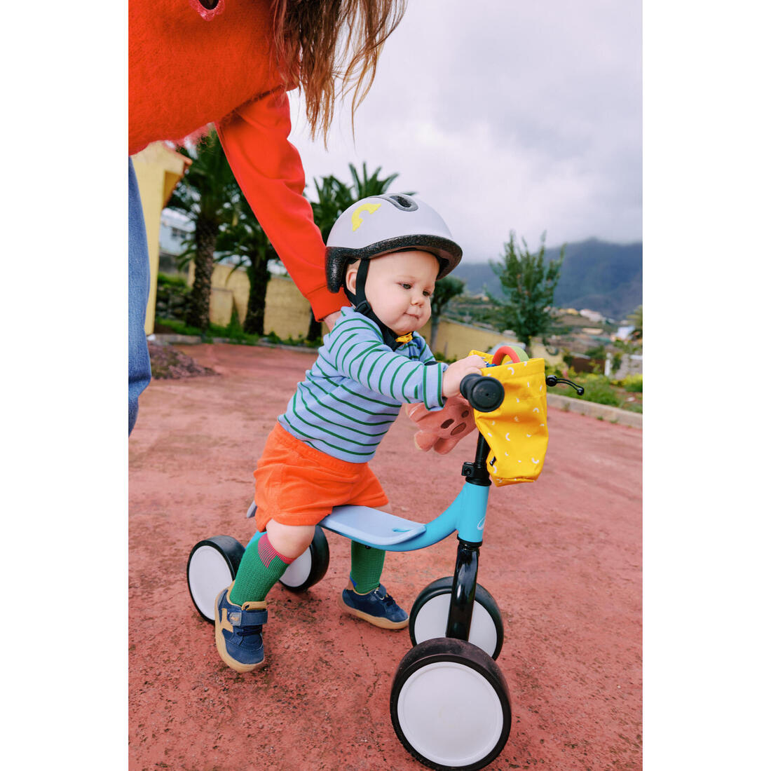 Casque velo bebe et enfant 44-55 cm, play 100 gris