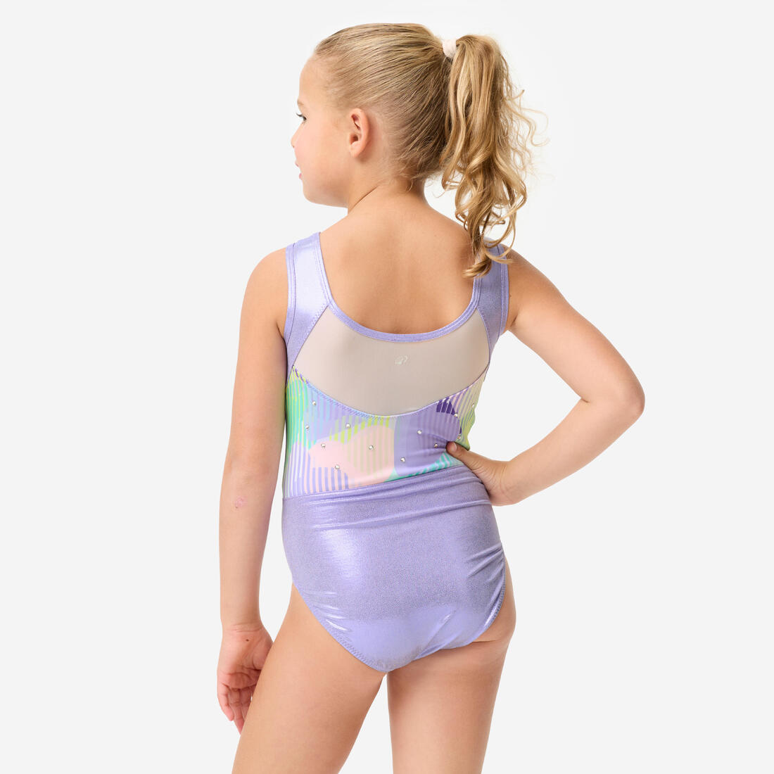 Justaucorps de gymnastique sans manches fille, mauve et