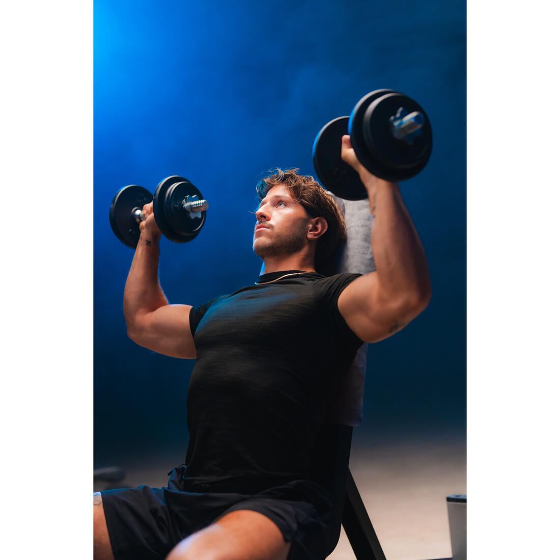 T-shirt musculation compression manches courtes respirant col rond