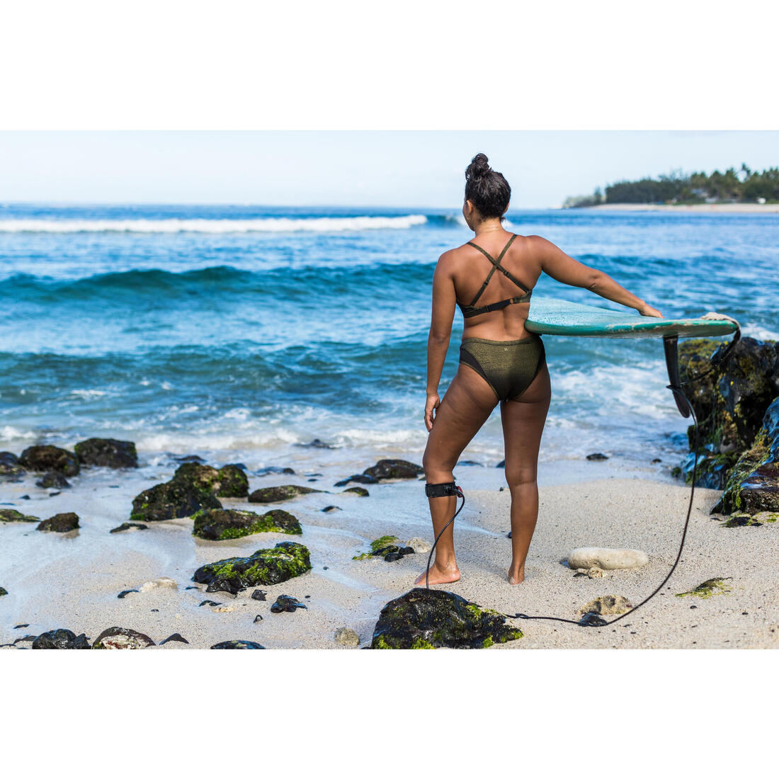 Bas de maillot de bain femme ajouré avec cordon de serrage SAVANA PAILLETEE OR