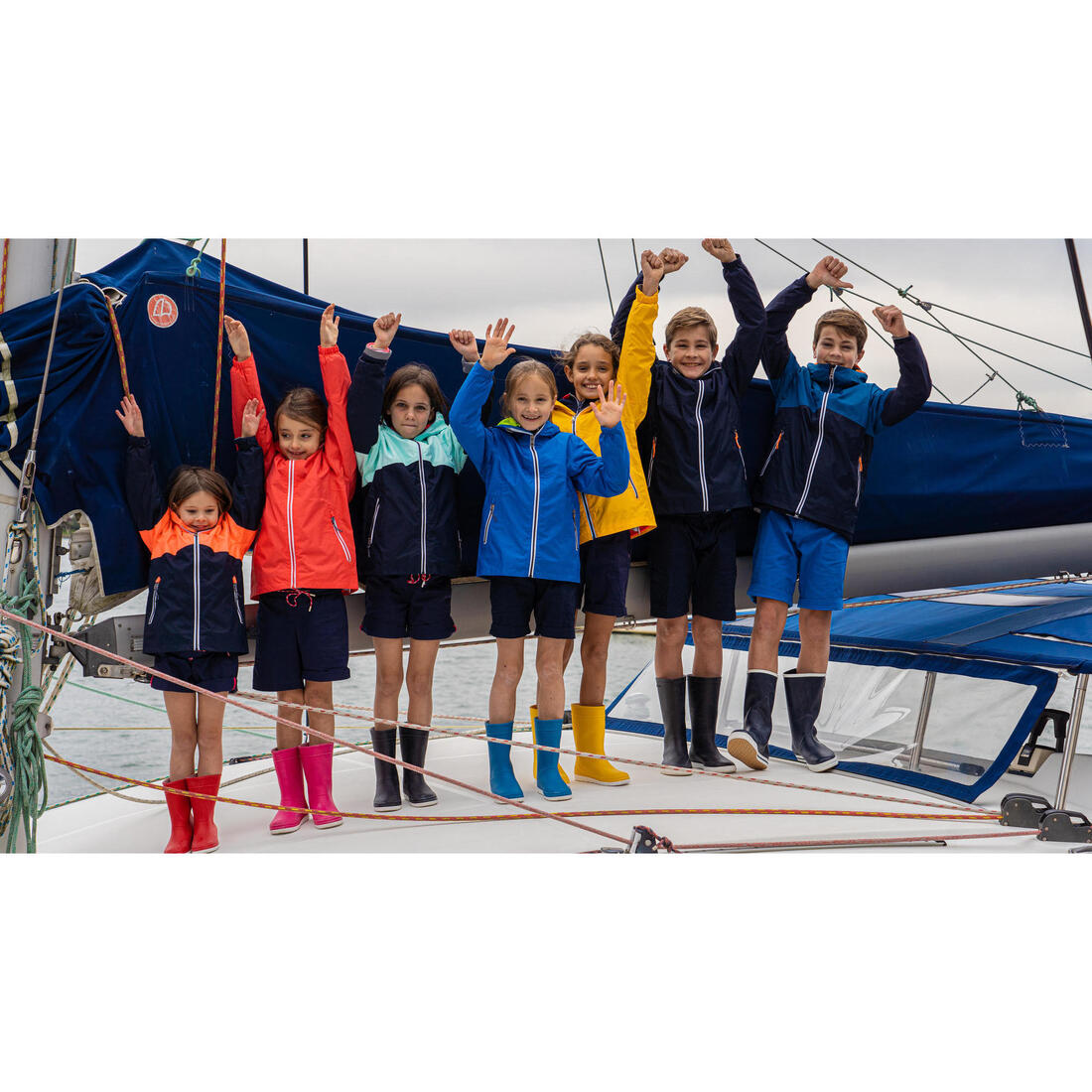 Veste imperméable et coupe vent de voile enfant, 100 navy