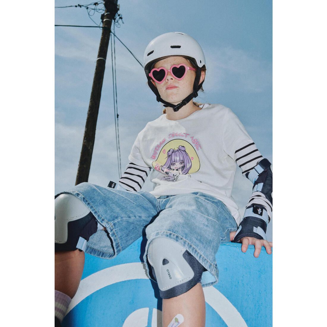 Set 3x2 protections roller trottinette skate enfant PLAY