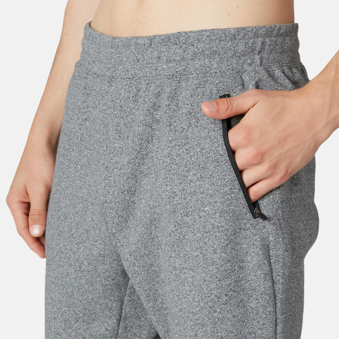 Pantalon jogging Fitness Slim Poches Zippées Gris Foncé