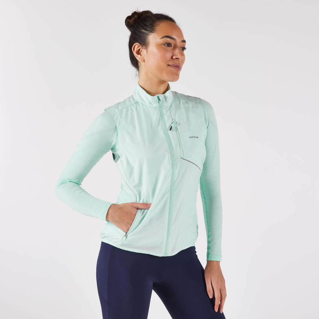 Veste running sans manche coupe vent Femme, KIPRUN Run wind 500