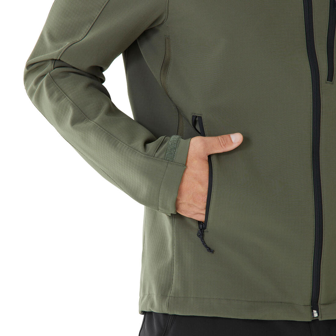Veste de trek coupe-vent softshell homme, MT500 khaki