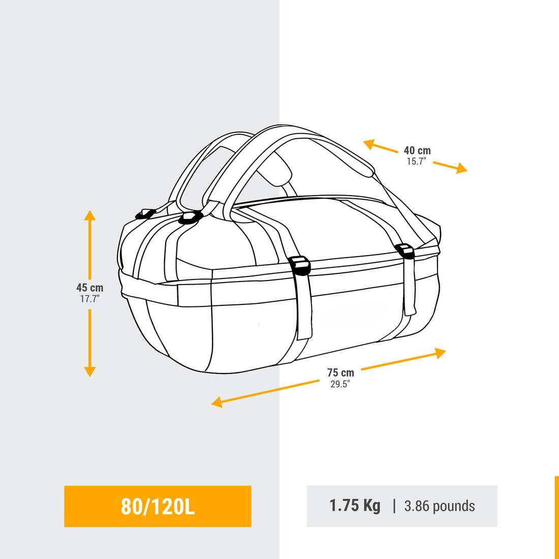 Sac de transport de trekking - 80 L à 120 L - DUFFEL 500 EXTEND