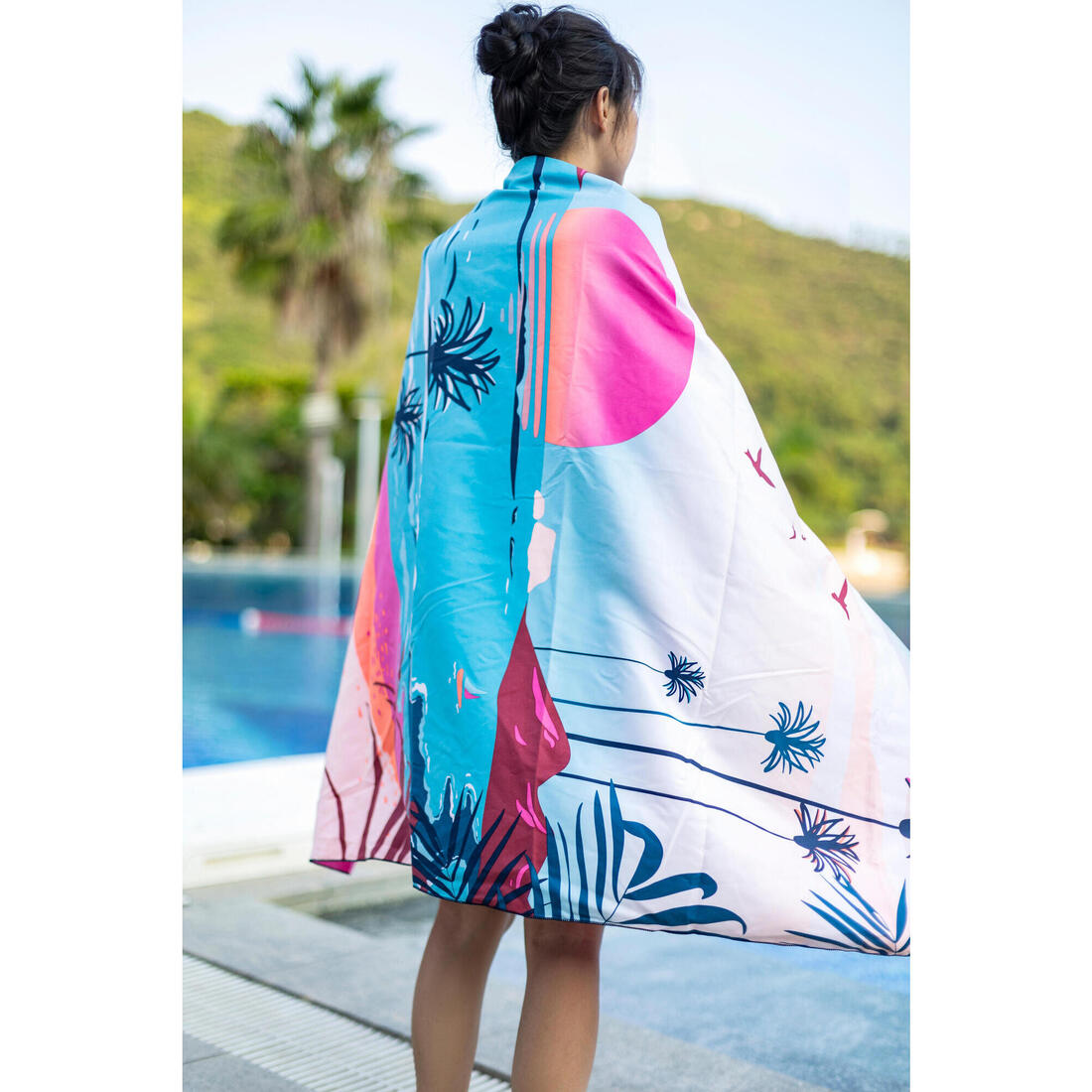 Serviette de bain microfibre imprimé taille xl 110 x 175 cm