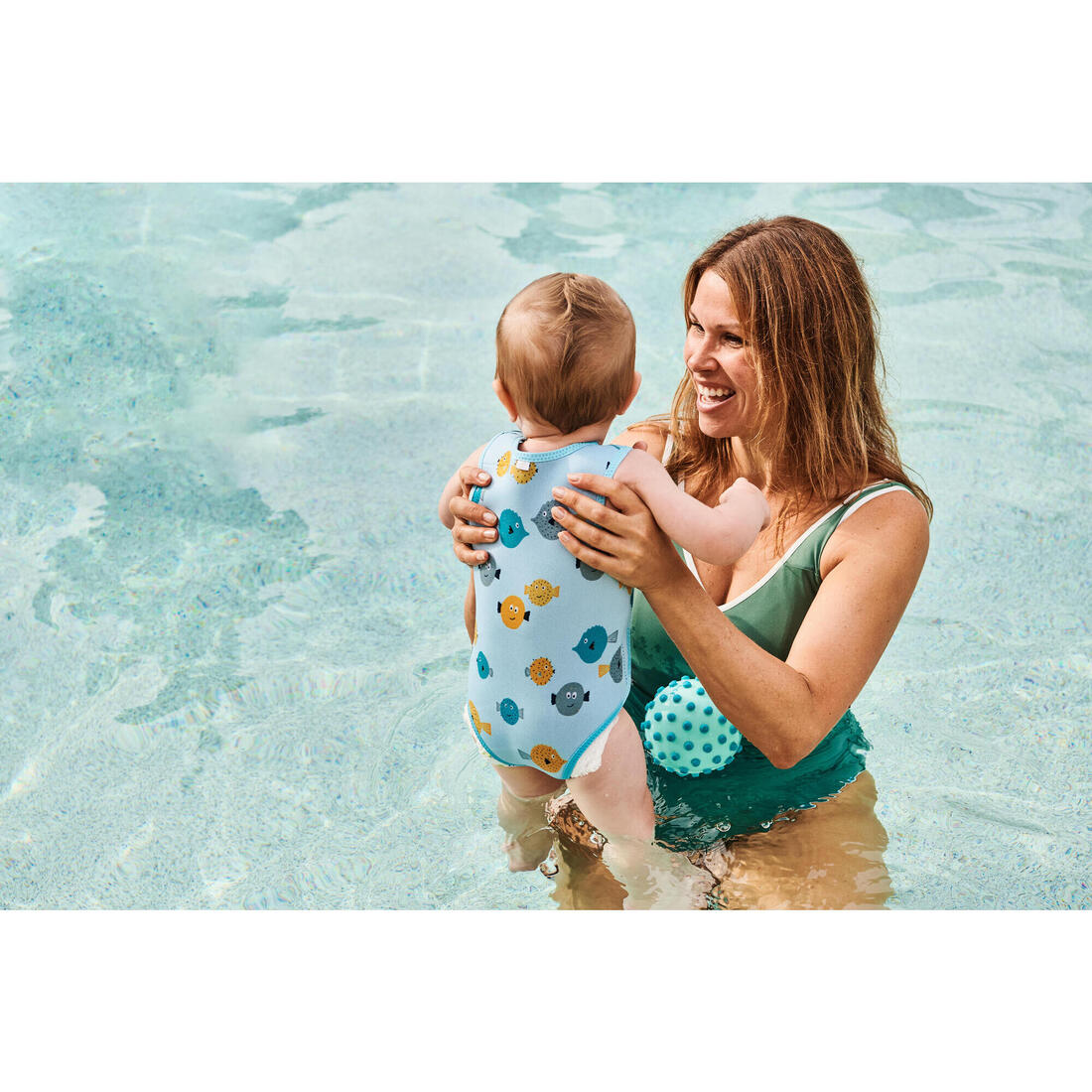 Combinaison néoprène thermique wrap 2mm bébé, Bodywarm poissons menthe