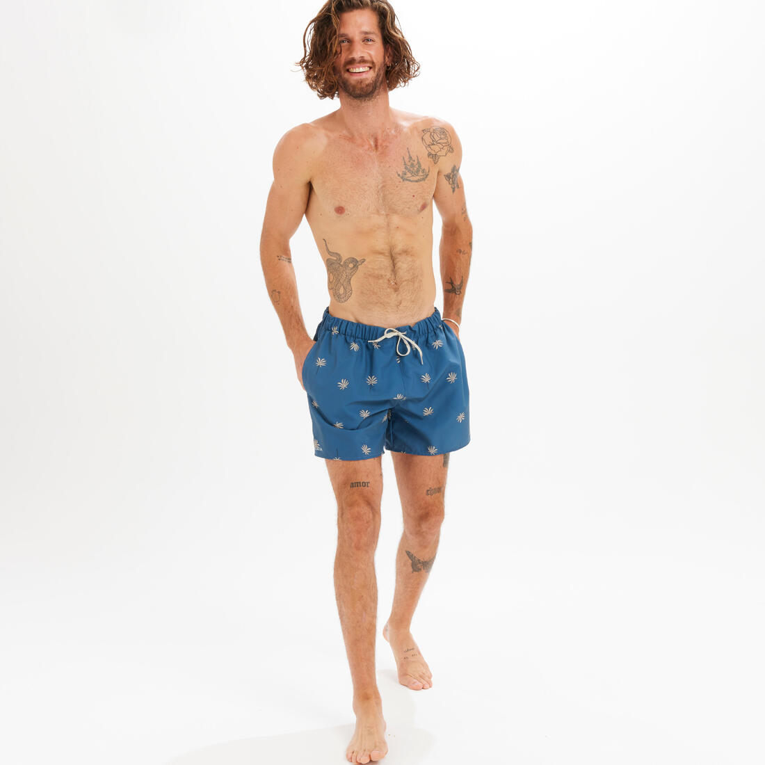 Short de bain 15" homme - 100 palmito