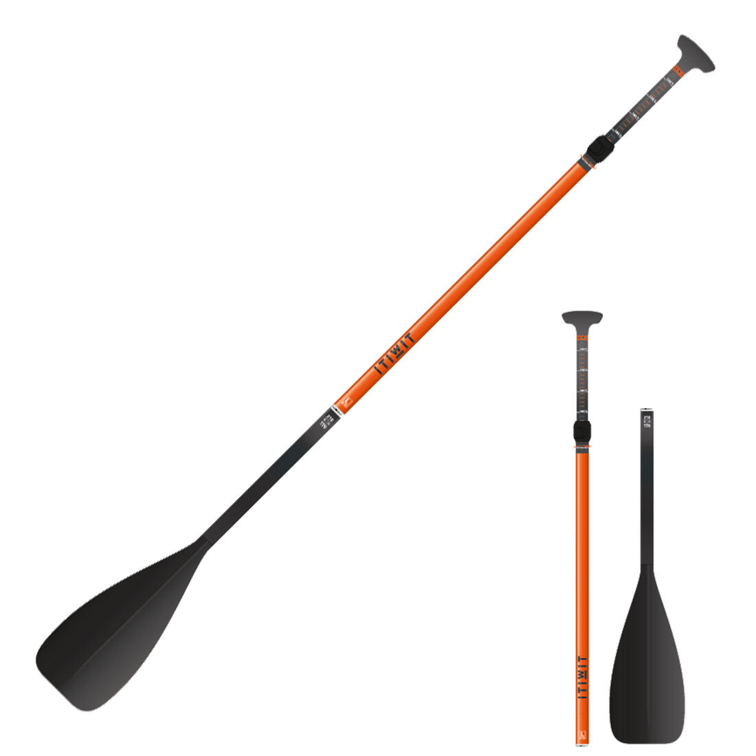 Pagaie de stand up paddle 500 en 2 parties - 170-210 cm fibre et