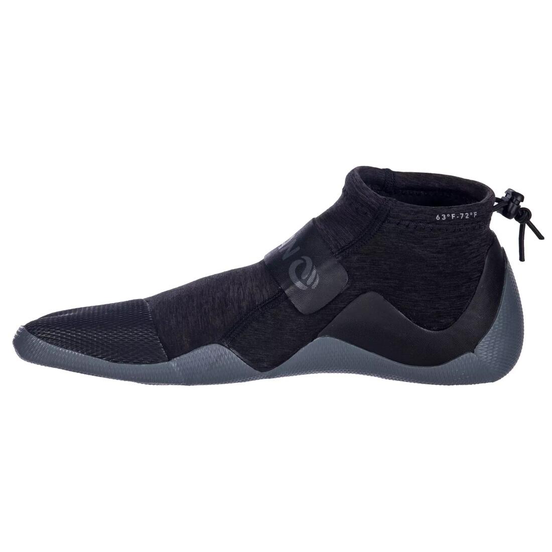 Chaussons bas surf 500 néoprène 2mm gris noir
