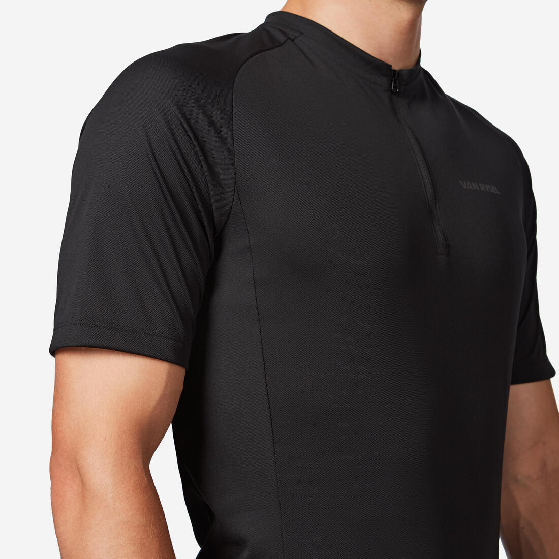 Maillot manches courtes de vélo de route homme, Essential noir