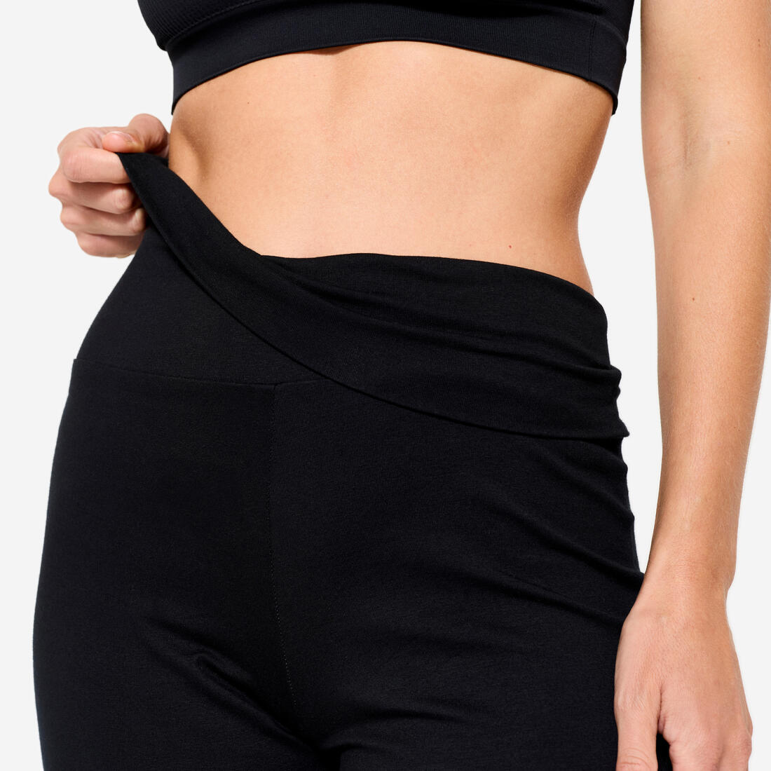Pantalon de yoga doux taille haute femme, noir ultra