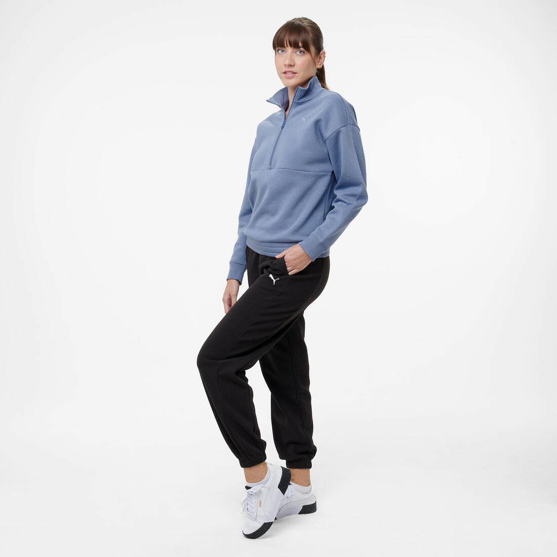 Pantalon jogging en coton femme, noir