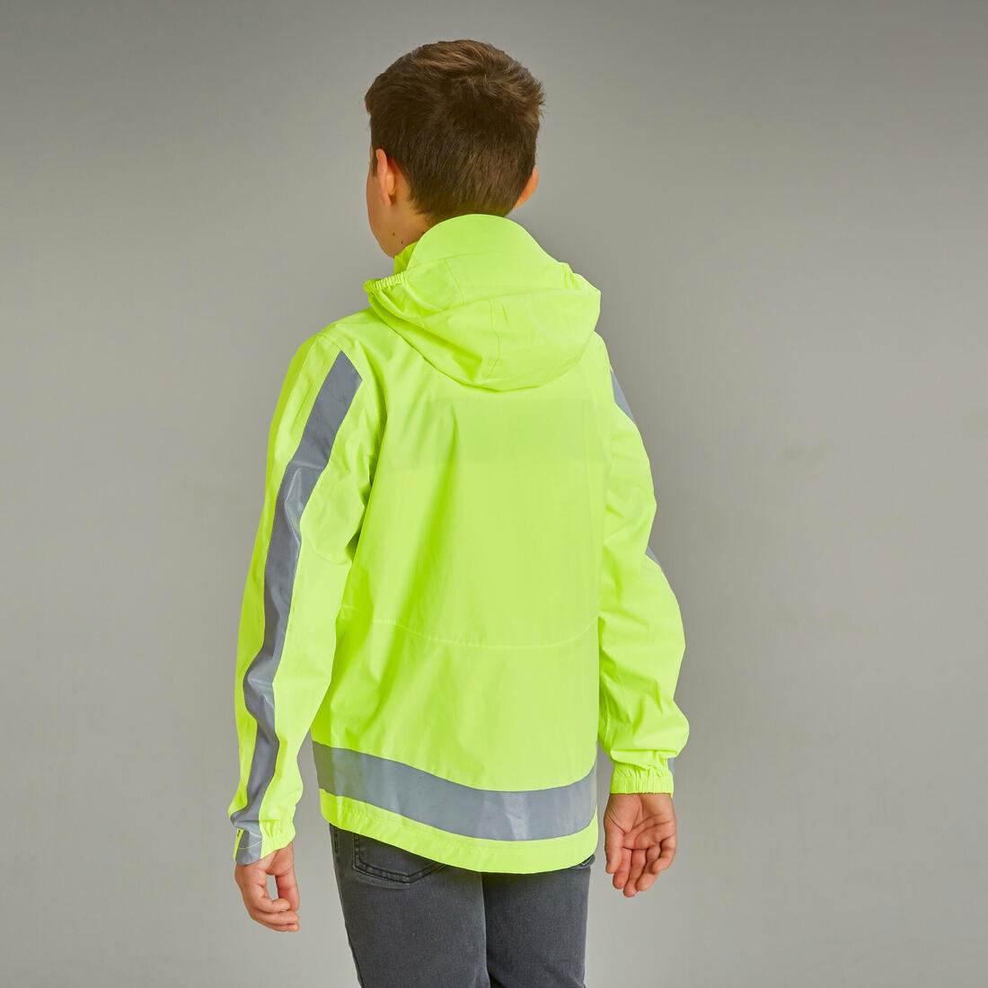 VESTE VÉLO 500 ENFANT PLUIE JAUNE HAUTE VISIBILITÉ