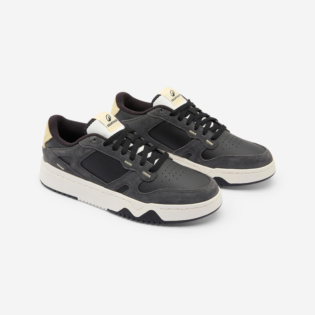 Baskets en cuir et daim femme CJ80 noir jaune