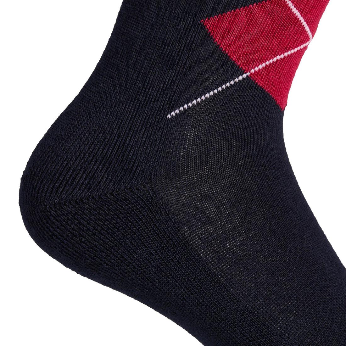 Chaussettes équitation enfant et adulte LOSANGES gris chiné/bleu ciel X 2 paire