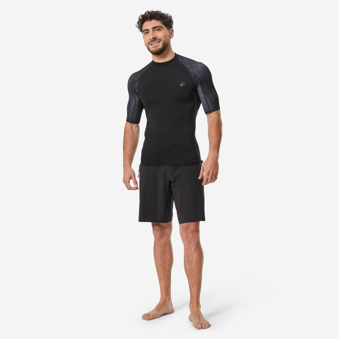 Tee shirt anti uv manches courtes homme - 500 bleu palmeraie