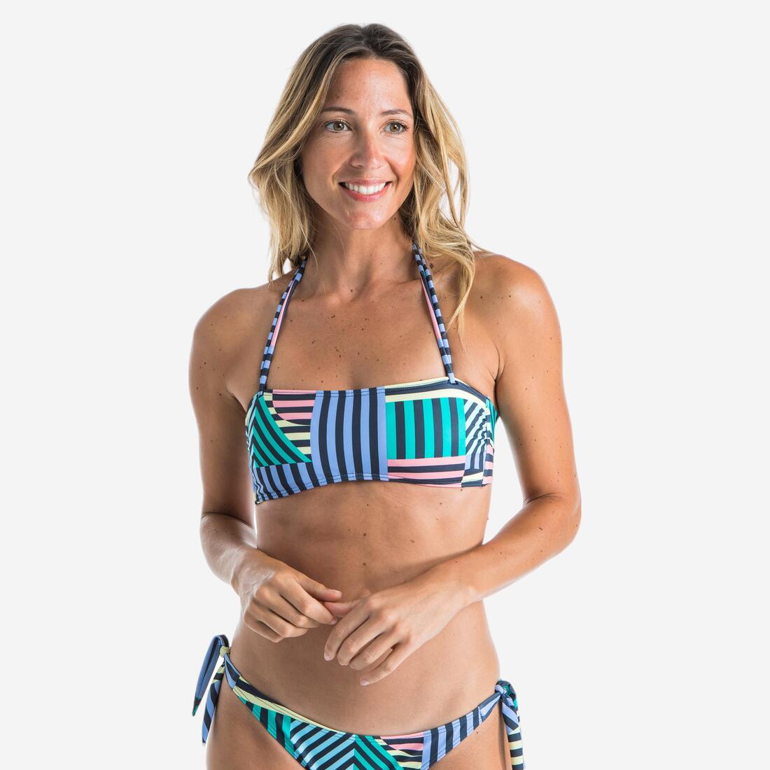 Haut de maillot de bain bandeau LAURA GRAPHITI avec coques amovibles