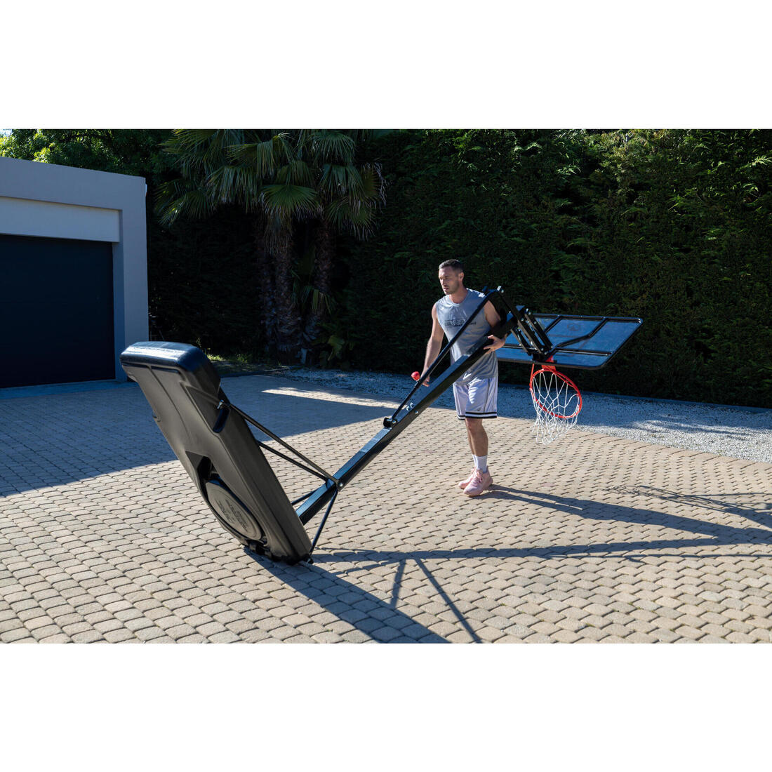 Panier basket sur pied déporté spécial dunk réglable 2,40 à 3,05 m, B700
