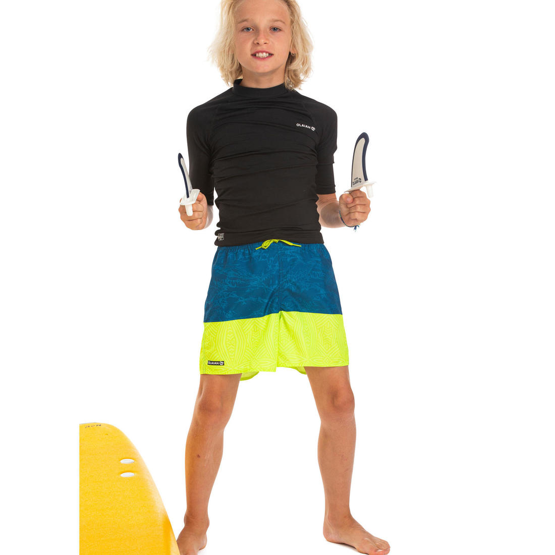 Short de bain 100 bleu noir