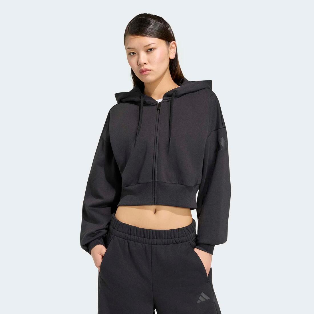 Sweat zippé femme, Adidas, noir
