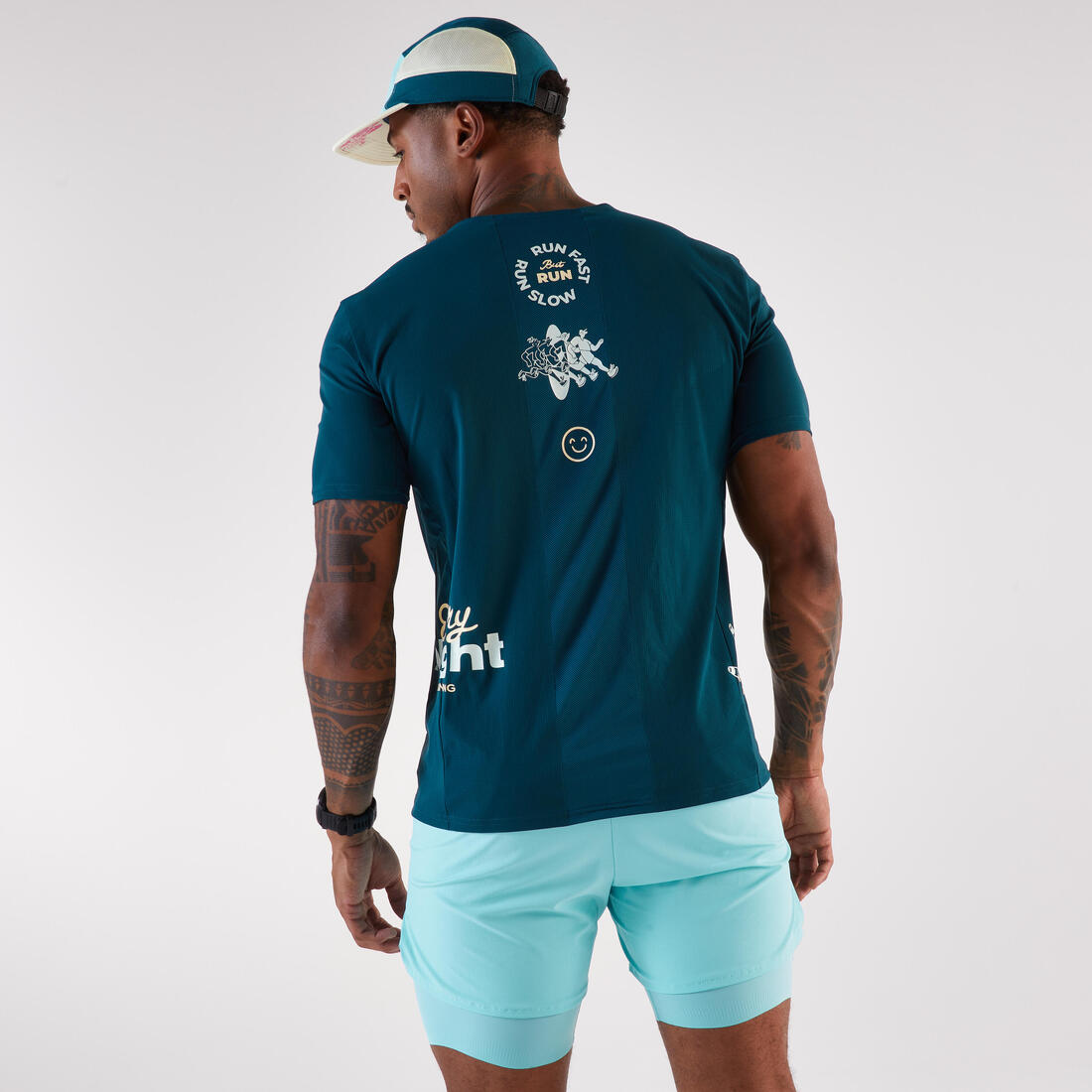 T-shirt de running respirant homme - kiprun run 900 light bleu et
