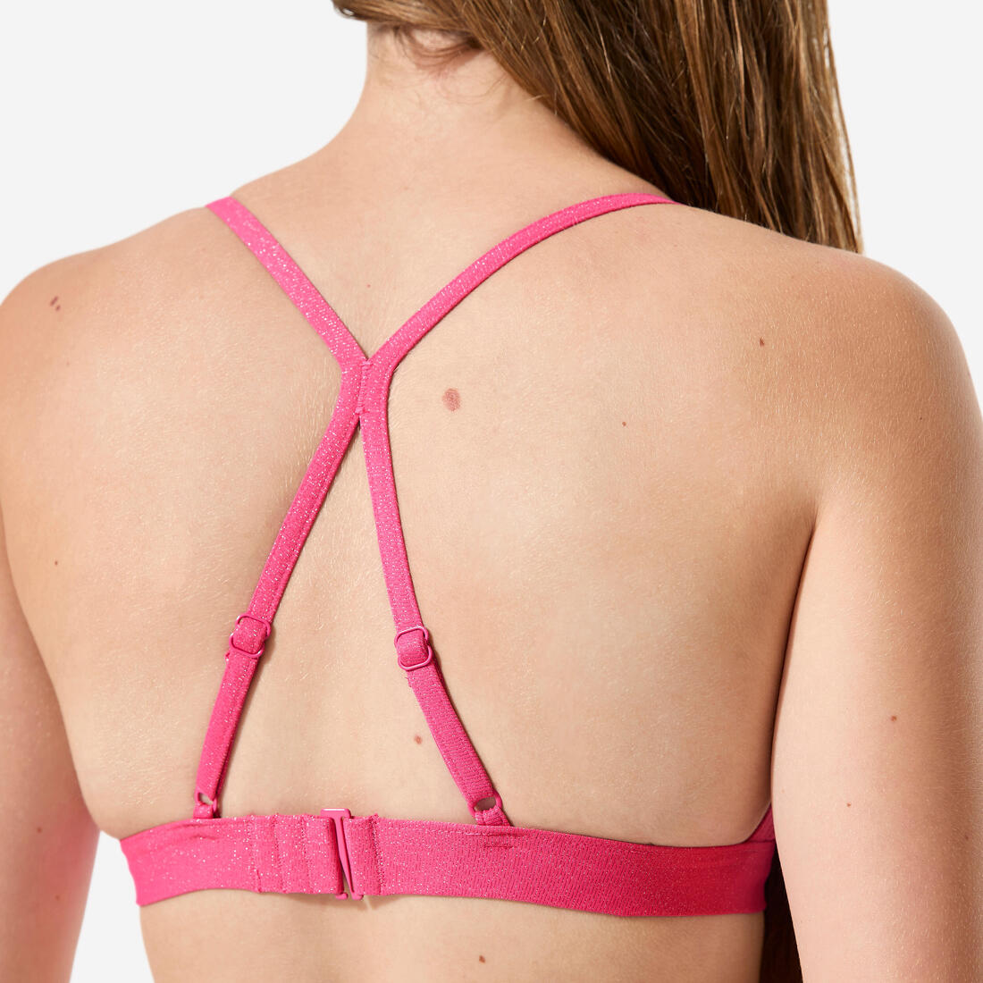 Haut de maillot de bain lurex surf dos croisé réglable fille, Lizy