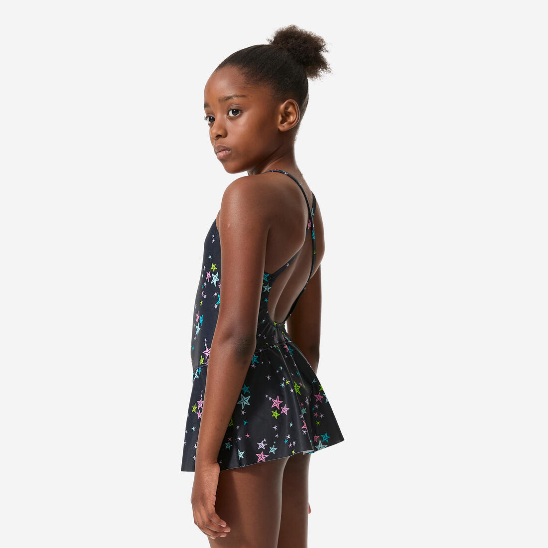 Maillot de bain 1 pièce jupette natation Fille - 100 Lila