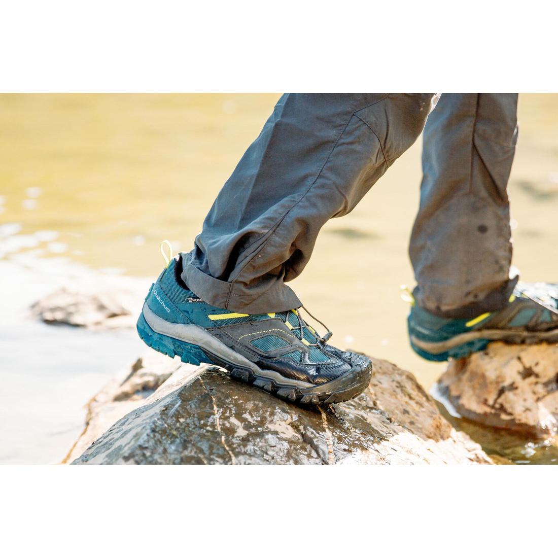 Chaussures imperméables de randonnée enfant avec lacet - CROSSROCK vertes 35-38