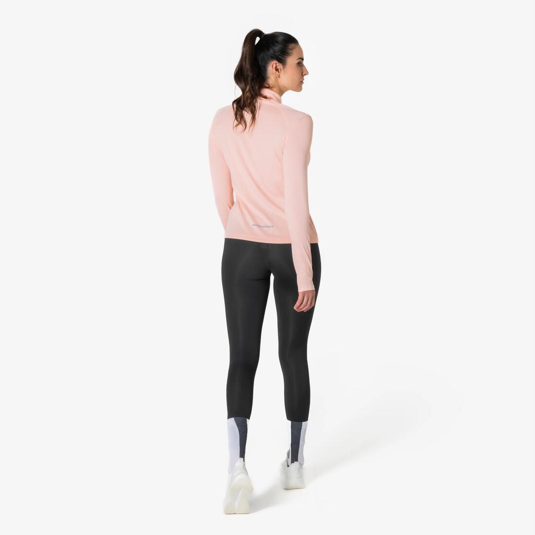 T-Shirt manches longues de running 1/2 zip Femme, Kiprun Run Core