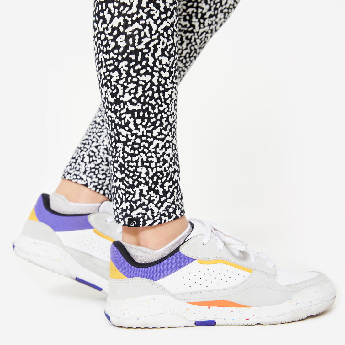 Legging en coton fille, imprimé noir et