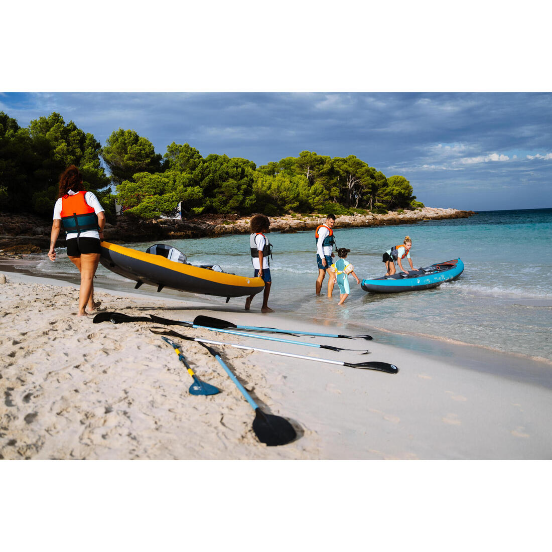 Canoë kayak gonflable 2/3 places - Tribord 100+ Bleu