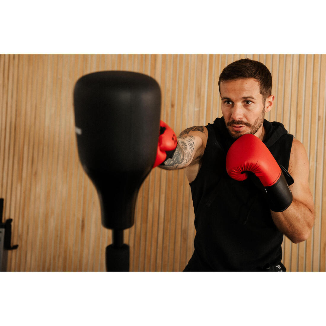 Gants de boxe training pour débutant adulte, rouge et noir