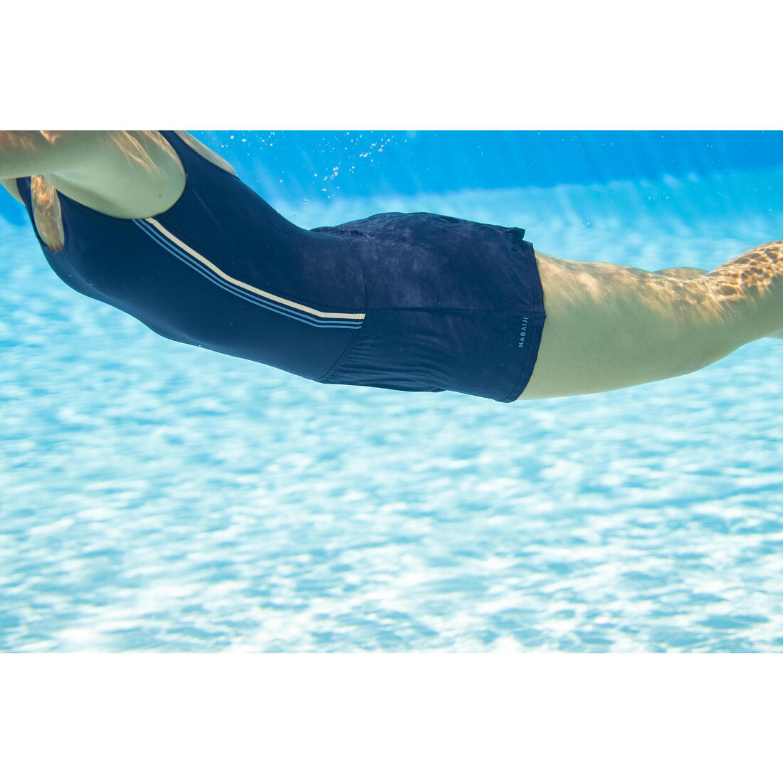 Maillot de Bain de Natation Femme 1 Pièce Jupe Heva Navy Bandes