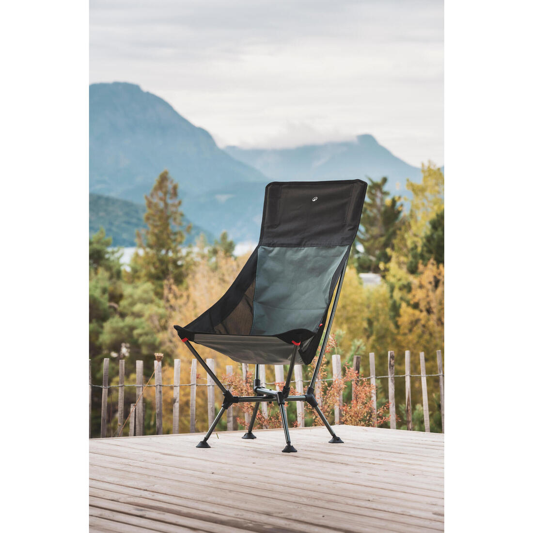 Chaise basse de camping, ultra compacte et avec dossier haut, 900 XL