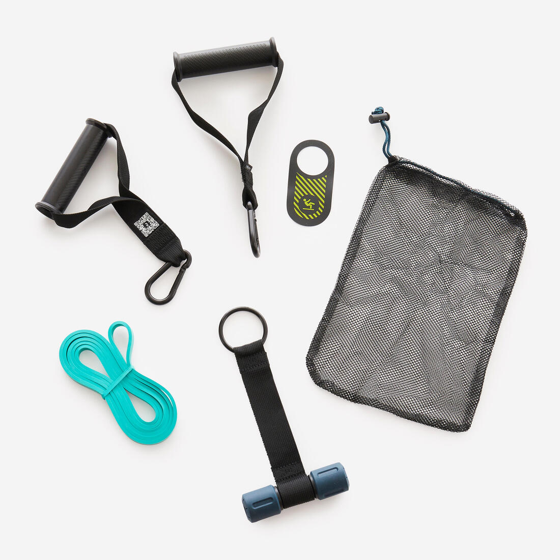 Kit musculation poignées, accroche porte et élastique 15kg - Kit de résistance