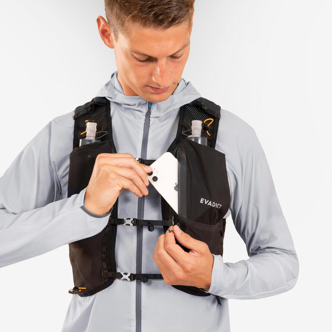 Sac trail running 10l mixte noir - vendu avec poche à eau 1l