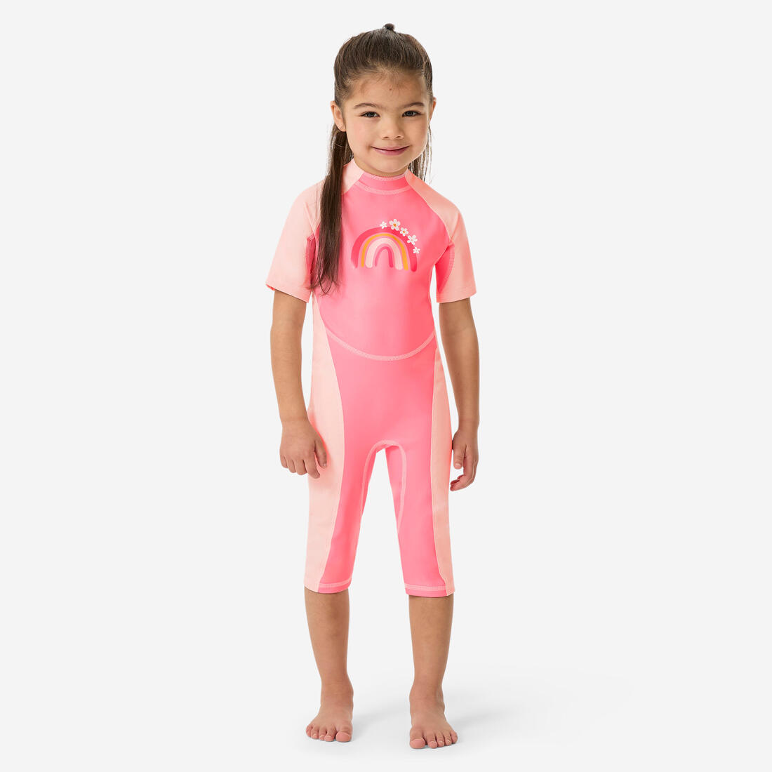 Combinaison anti uv bébé kloupi rose imprimé arc en ciel