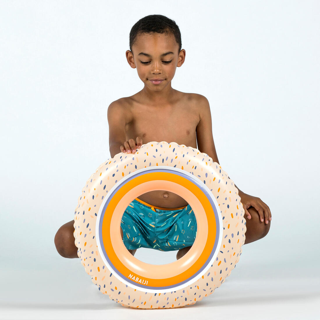 Bouée piscine gonflable 51 cm pour enfants 3-6 ans, transparente imprimé savane