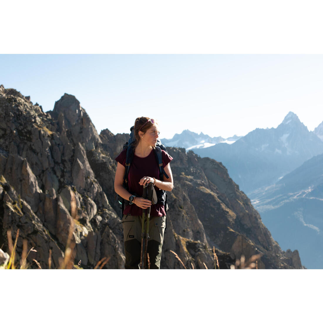 Pantalon résistant de trek montagne - MT500 beige - Femme v2