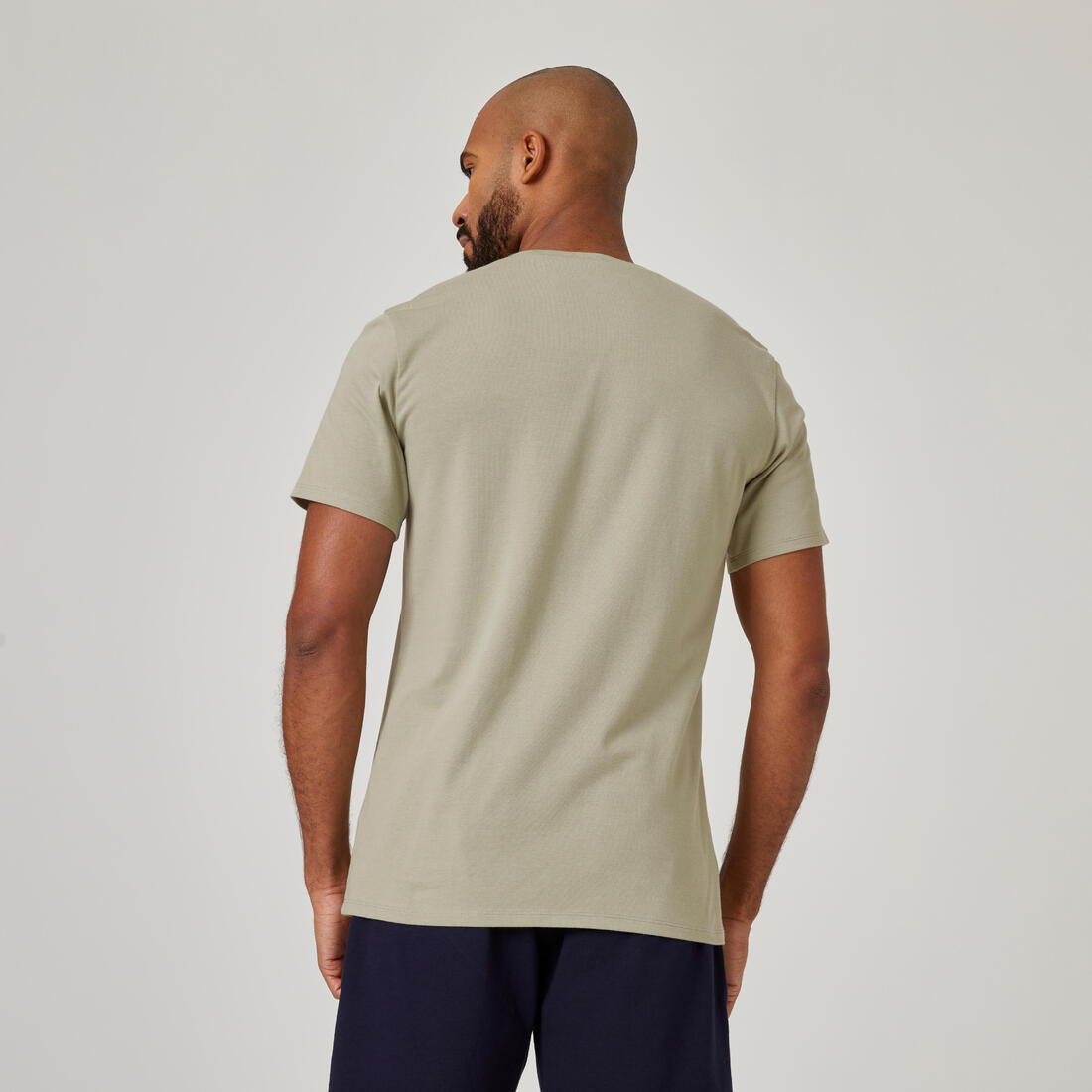 T-shirt fitness manches courtes slim coton col rond homme blanc a imprimé