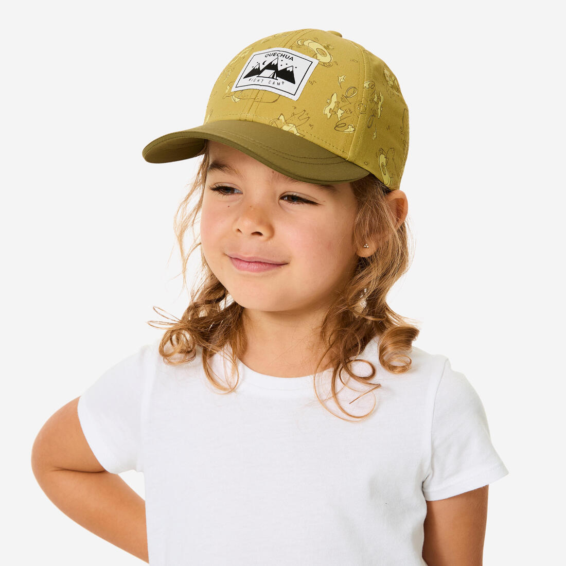 Casquette de randonnée enfant, MH100 kid beige bleue