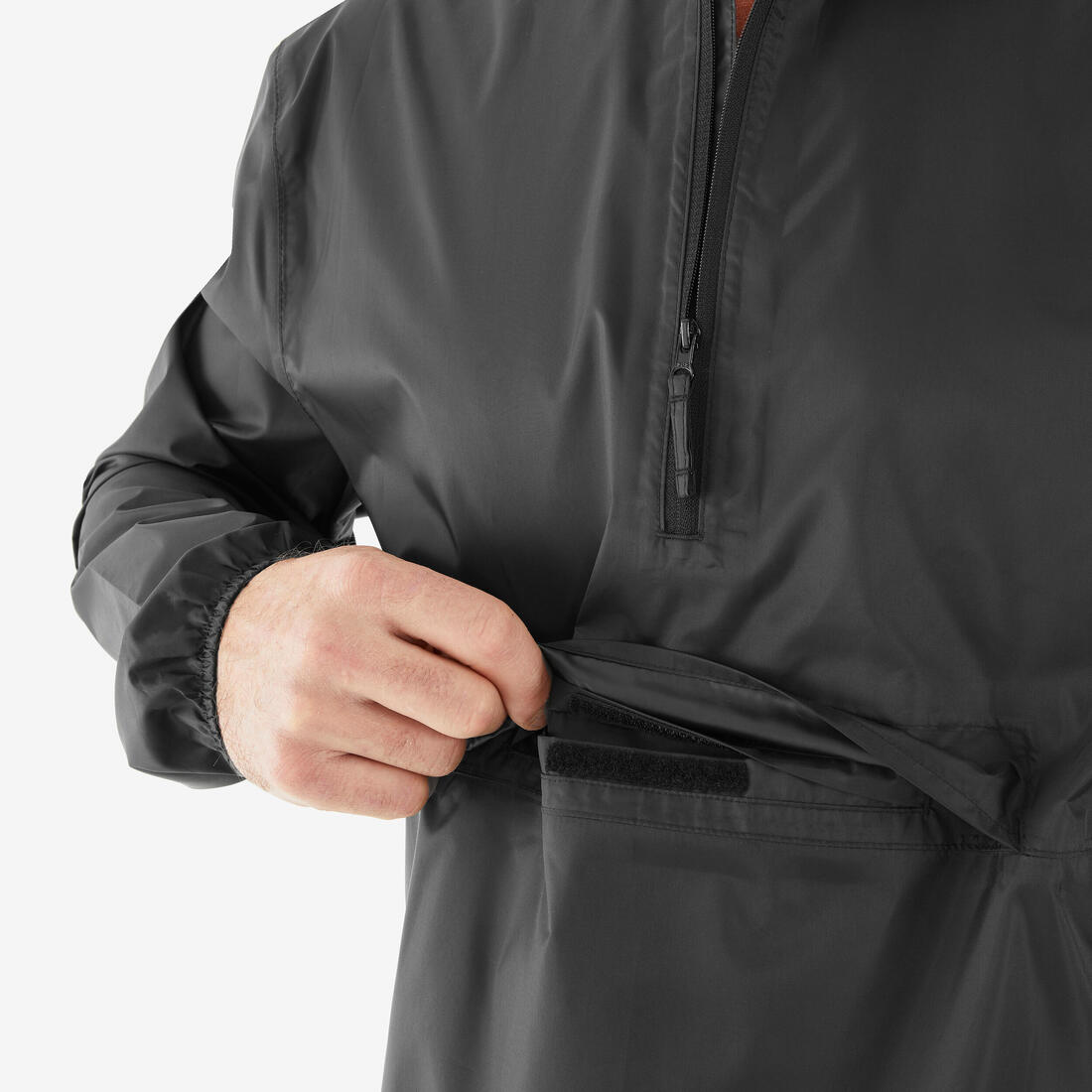Veste de randonnée coupe-vent imperméable homme, Raincut 1/2 Zip noir