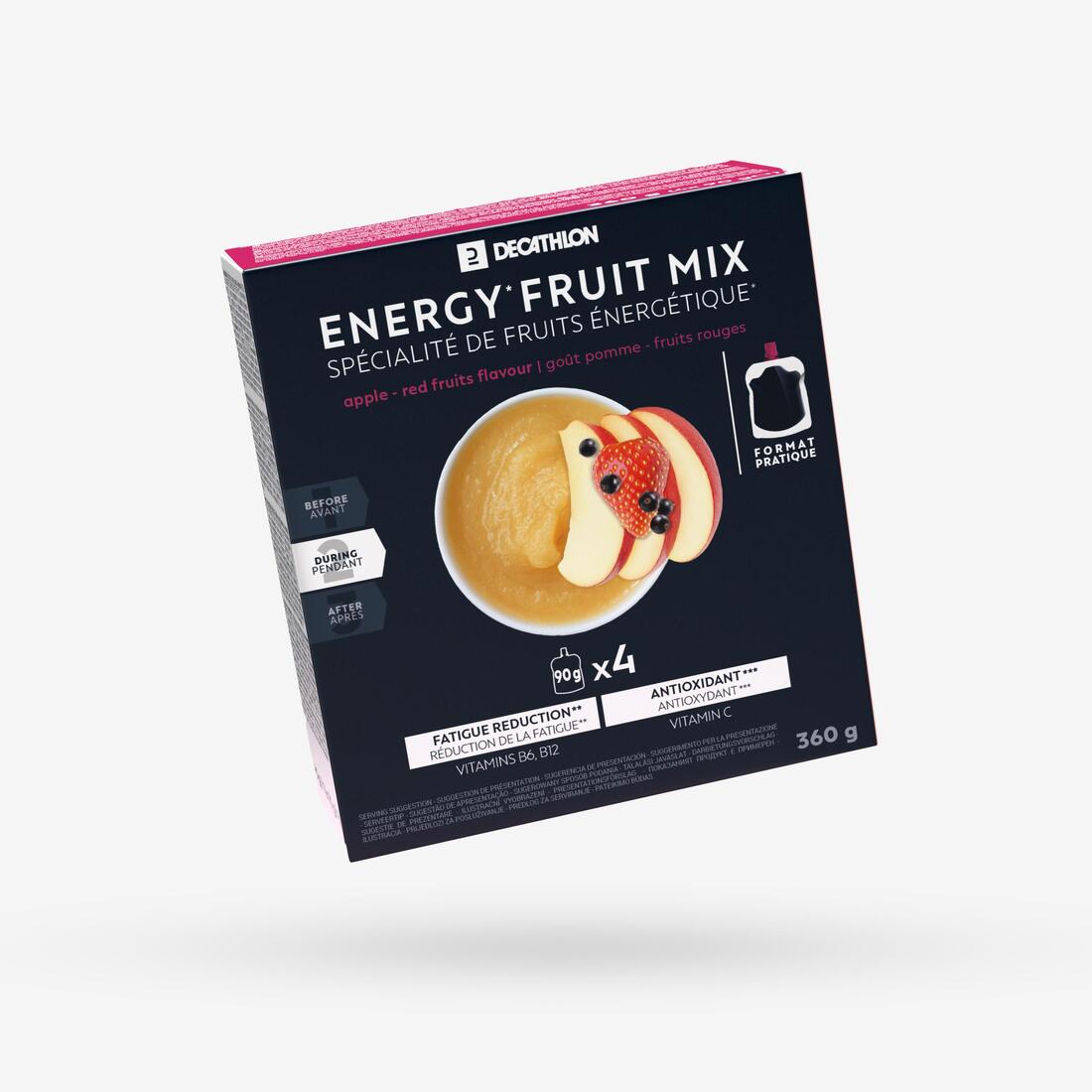 Spécialité de fruits énergétique pomme fruits rouges, x4