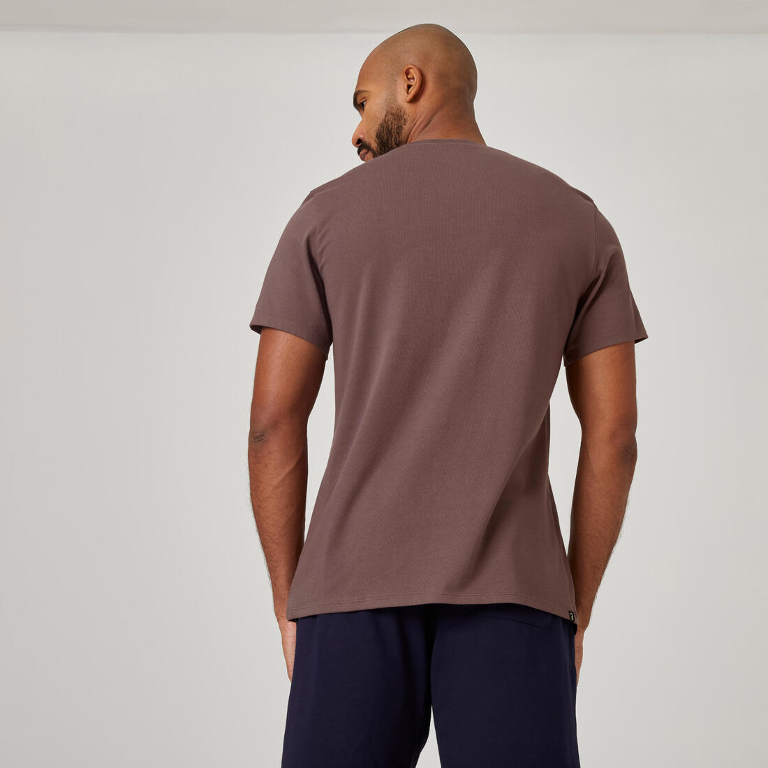T-shirt fitness manches courtes slim coton col rond homme blanc a imprimé